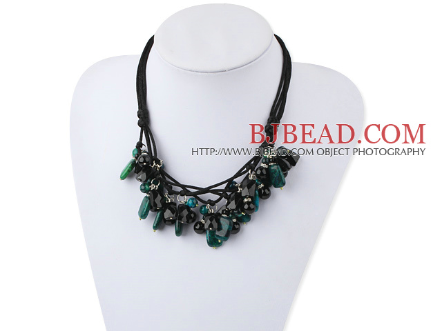black agate black crystal phenix necklace