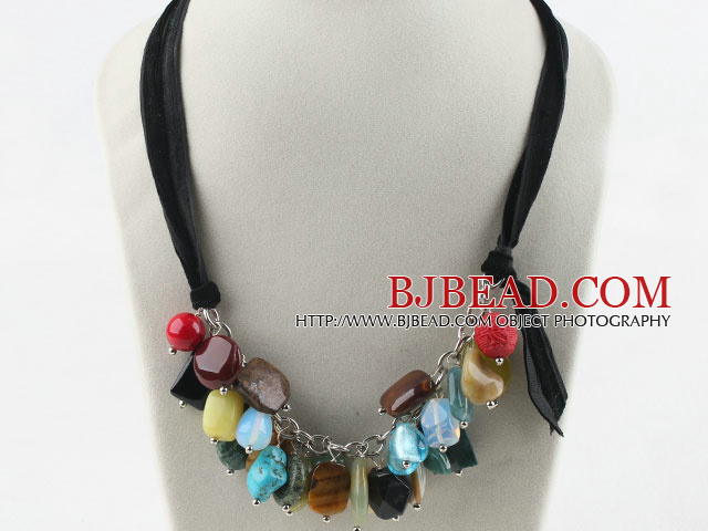 Sale Promotion: Assorted Multi Stone Necklace with Black Cord