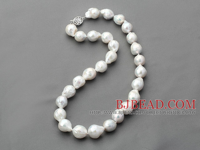 Elegant Style 11-12mm Single Strand White Nuclear Pearl Necklace