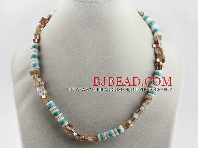 17.7 inches turquoise and shell necklace with toggle clasp