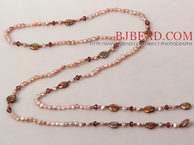 Natural Purple Series Freshwater Pearl Crystal Long Necklace