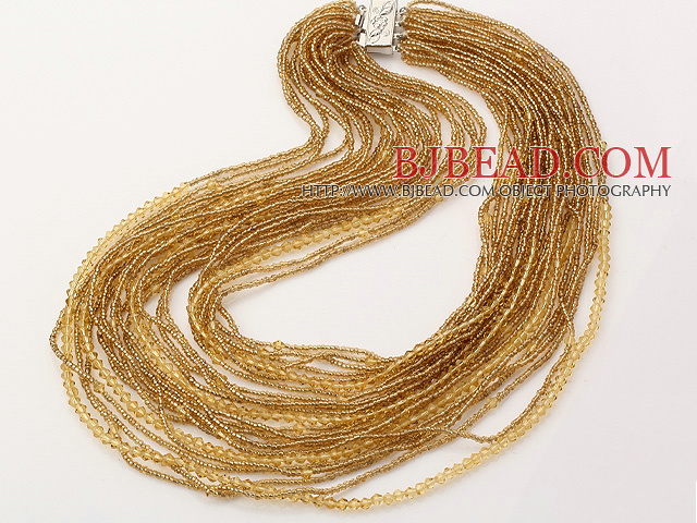 admirably multi strand 2-4mm yellow manmade crystal necklace