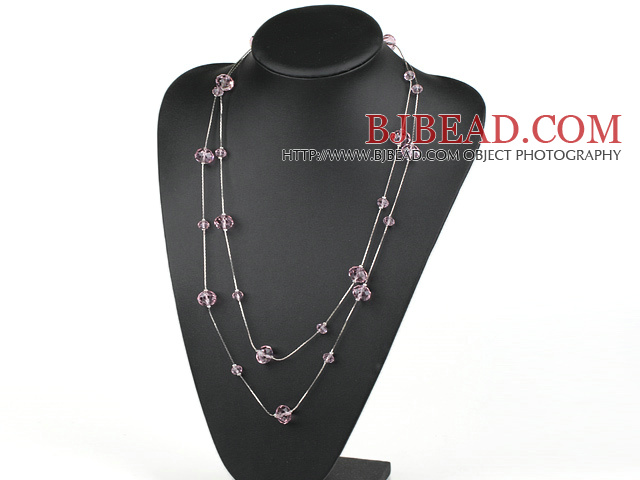 favourite 23.6 inches long style pink crystal necklace