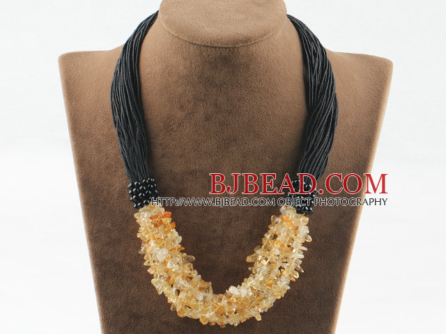 Bold style multi strand citrine necklace