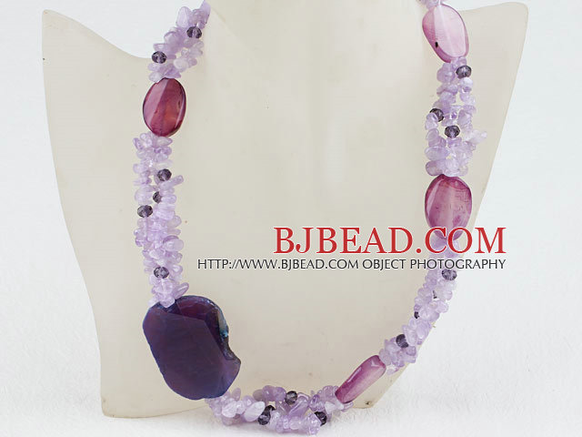 Agate and Purple Jade Necklace