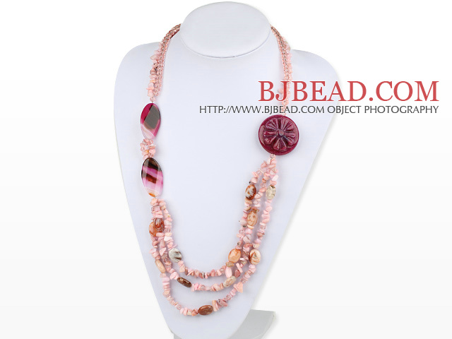 Big Design Pink Crystal and Pink Opal Necklace