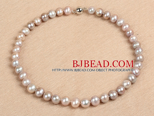 Best Mother Gift Graceful 10-11mm Natural Smooth Purple Pearl Party Necklace