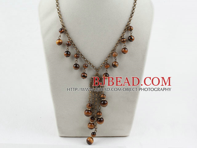 Vintage Style Tiger Eye Necklace with Lobster Clasp