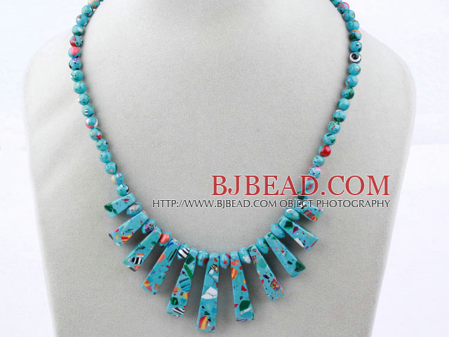 New Design Fan Shape Blue Sky Color Taiwan Turquoise Necklace