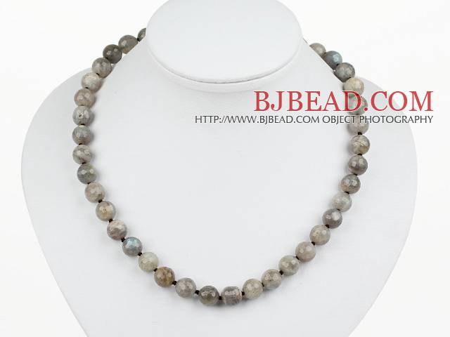Classic Design 10mm Round Faceted Flashing Stone Beaded Necklace