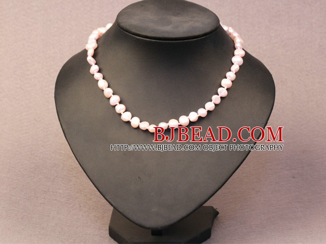 Simple Trendy Style Natural Light Pink Potato Pearl Necklace