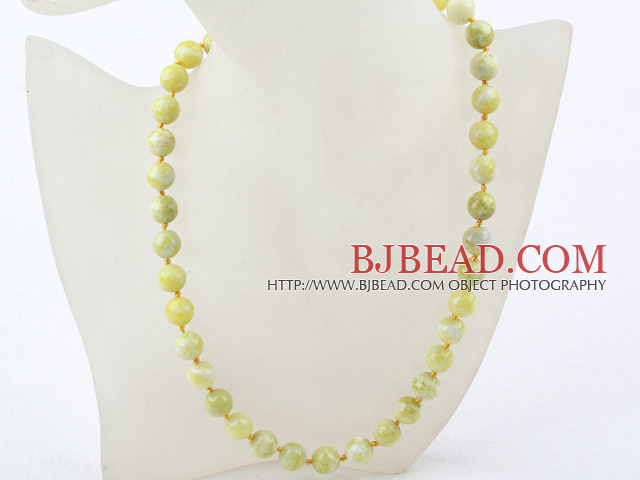Classic Design 10mm Round Lemon Stone Beaded Necklace