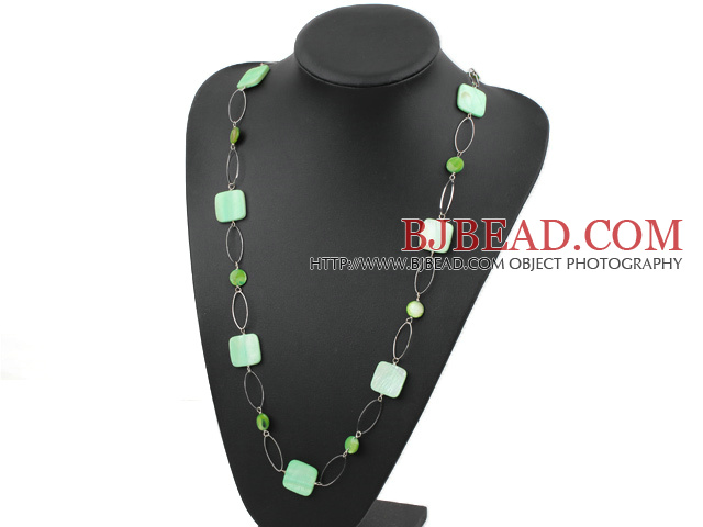 fahsion long style party jewerly green shell necklace