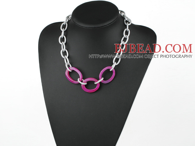 metal jewelry fahsion style pink agate necklace