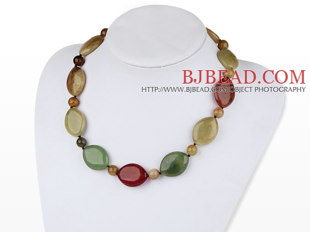 18 inches three color jade necklace with springring clasp