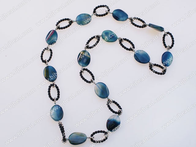 39 inches 18*25mm blue agate long style necklace