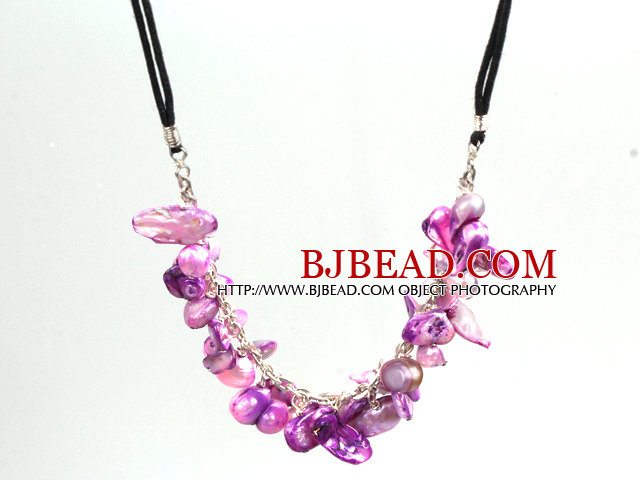 New Arrival Purple Color Teeth Shape Pearl Necklace with Lobster Clasp
