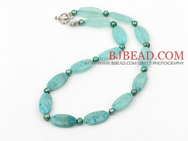 17.5 inches fashion pearl and blue jade necklace