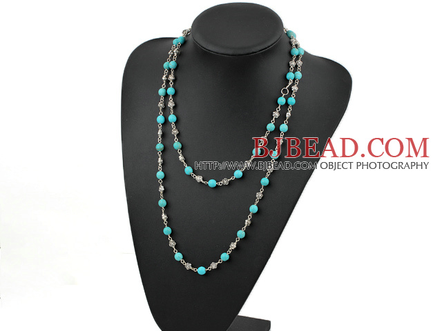 47 inches 8mm turquoise long style necklace