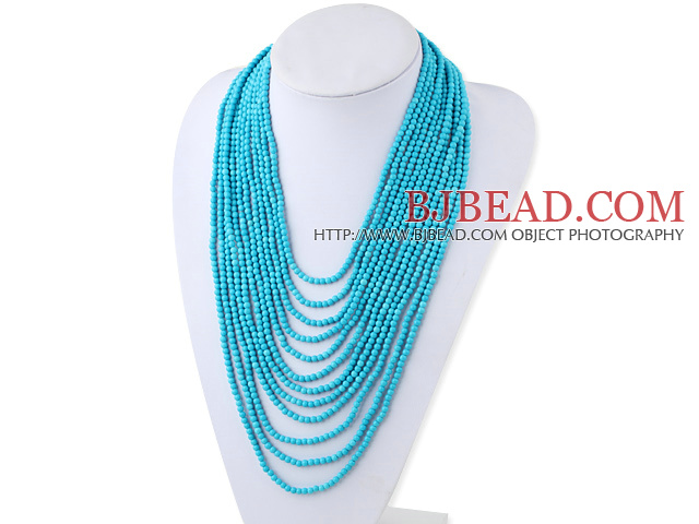 beautiful 4mm multi strand turquoise necklace with slide clasp