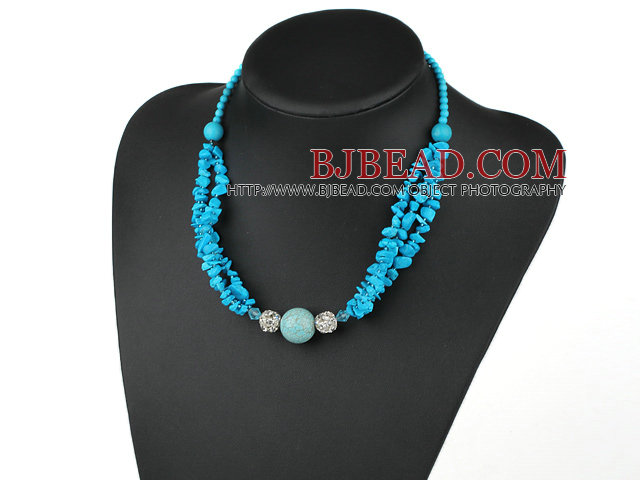17.5 inches blue turquoise necklace with toggle clasp