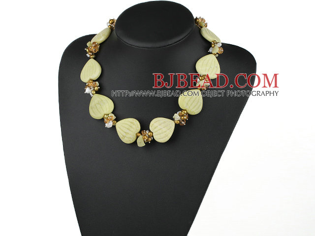 18 inches pearl crystal and lemon stone necklace with moonlight clasp