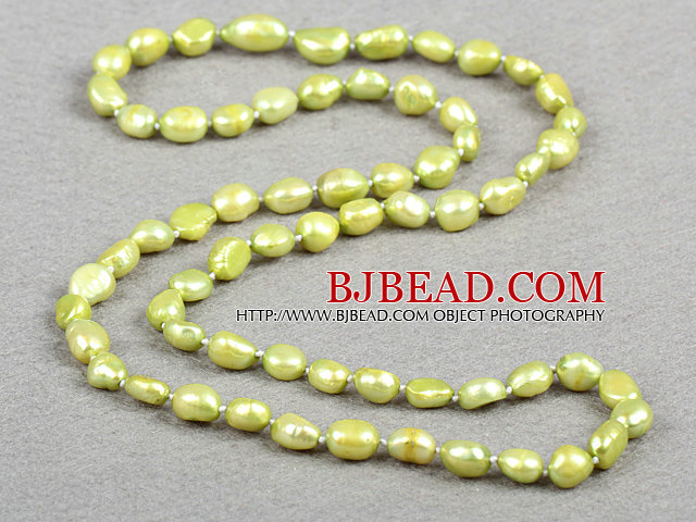 Simple Fashion Long Style Natural Fruit Green Baroque Pearl Necklace