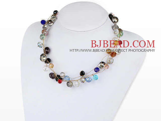 seven colored crystal necklace with moonlight clasp