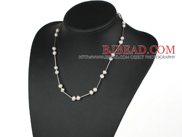 17.5 inches 6-7mm white pearl necklace with lobster clasp
