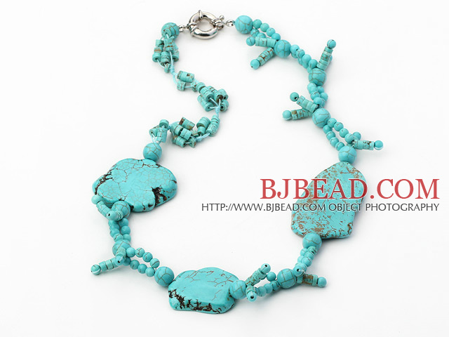 chunky style turquoise necklace with moonlight clasp