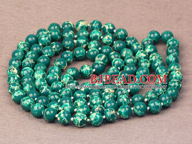 Noble Long Style Deep Green Imperial Jasper Stone Beads Necklace