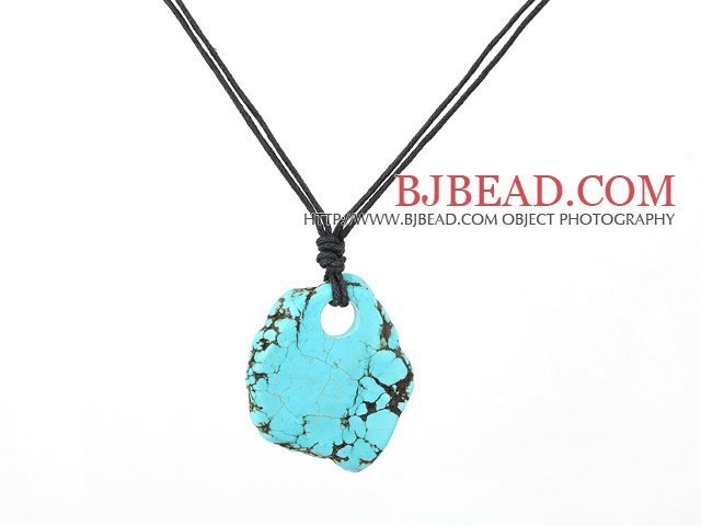 17.5 inches simple turquoise pendant necklace with lobster clasp