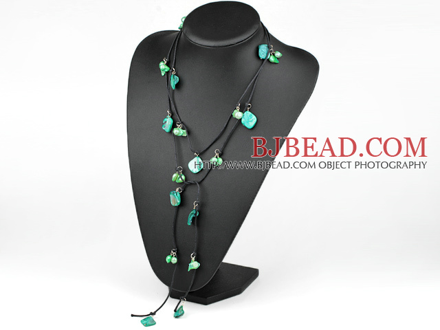 green pearl shell long style necklace