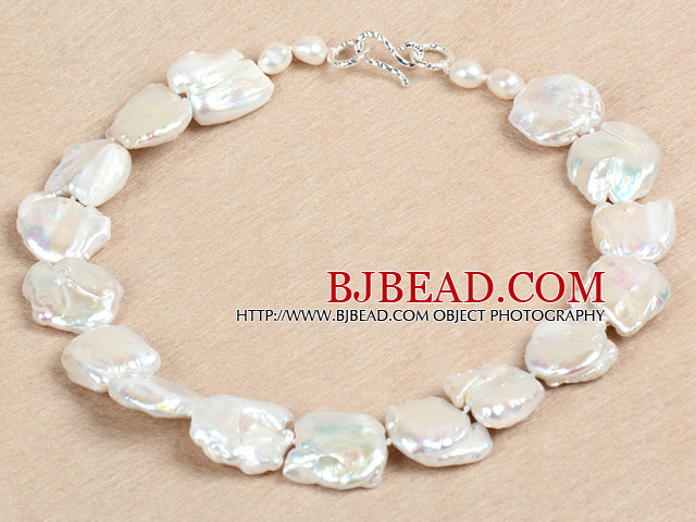 Elegant A Grade Natural White Irregular Shape Rebirth Pearl Chunky Party Necklace