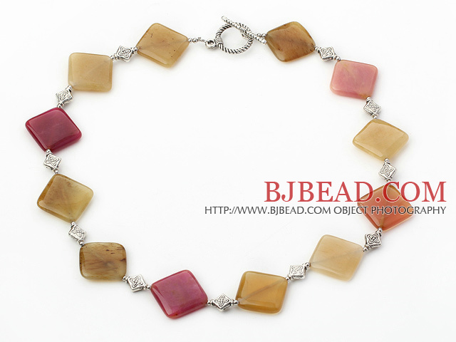 three color jade tibet siver necklace