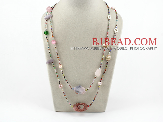 55 inches multi stone long style necklace