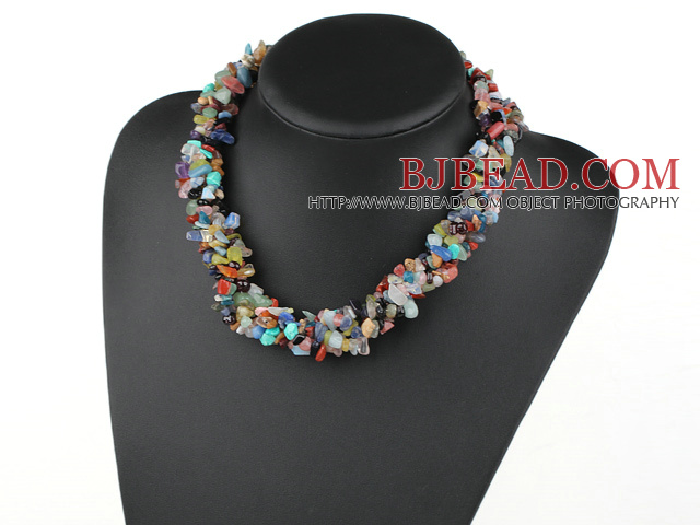 multi strand seven color stone necklace
