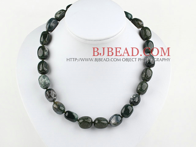 18 inches float grass agate necklace with moonlight clasp