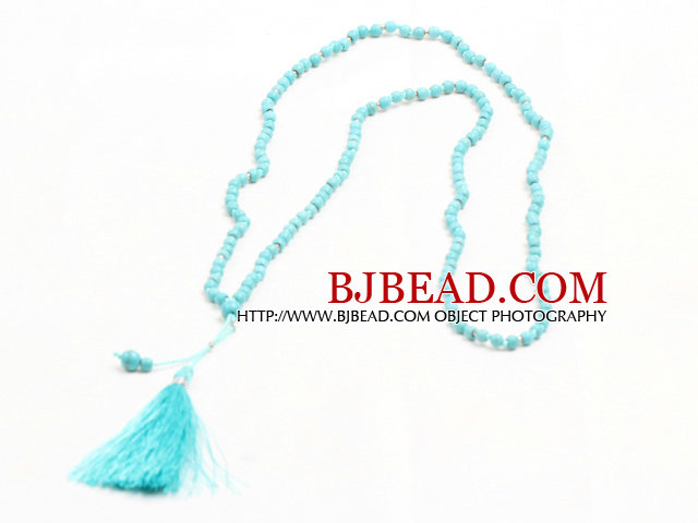 Summer Style Mini Turquoise Beads Necklace with Tassel Pendant