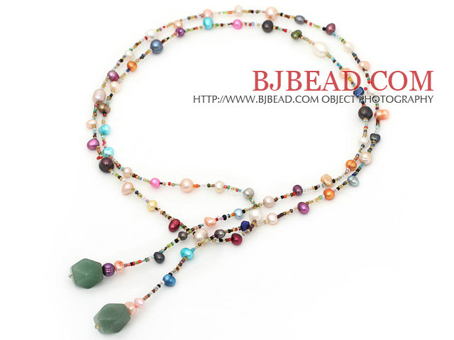 fashion long style dyed colorful pearl necklace