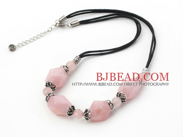 17.5 inches rose quartz necklace with lobster clasp