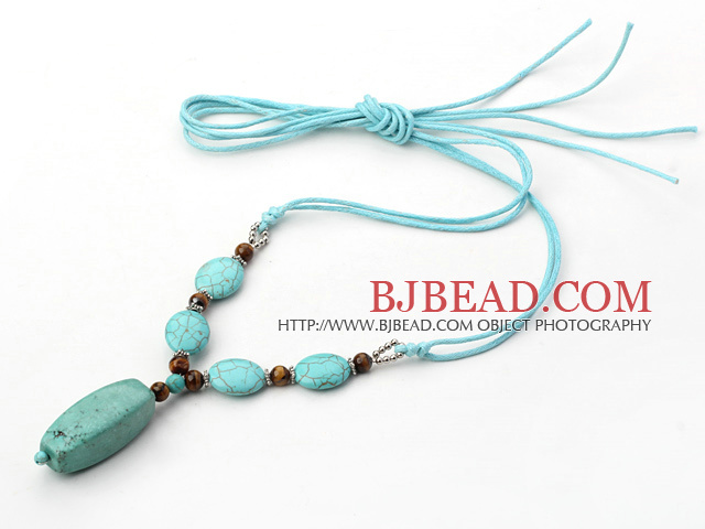 turquoise and tiger's eye Y shaped necklace