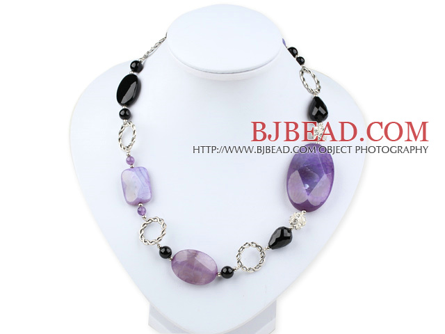 agate and loops necklace with moonlight clasp