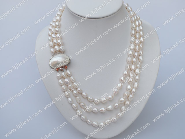 three strand white pearl necklace