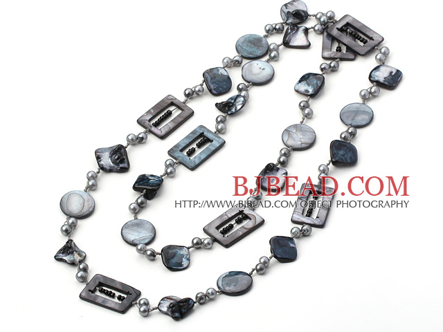 fashion long style acrylic pearl and shell necklace