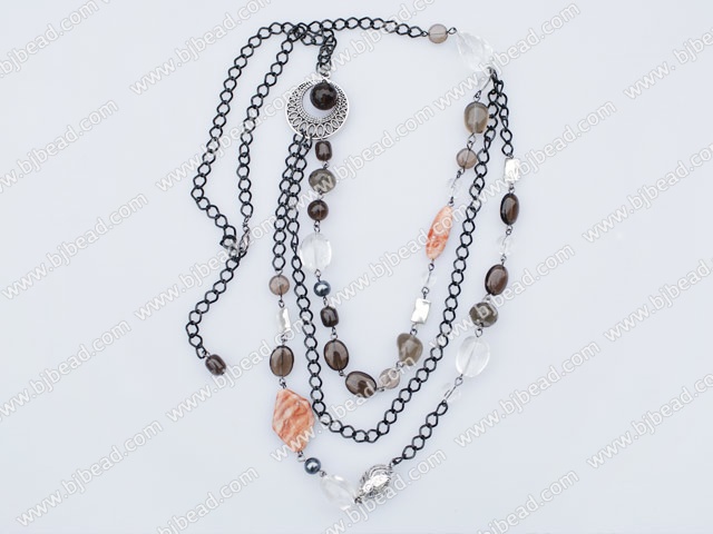 smoky quartze metal chain necklace
