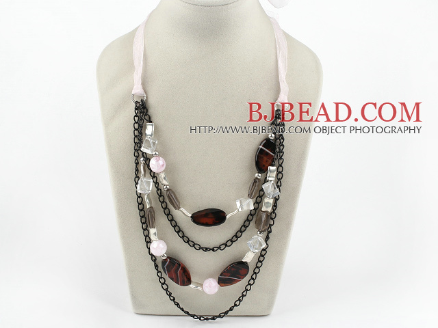 hot smoky quartze and agate necklace