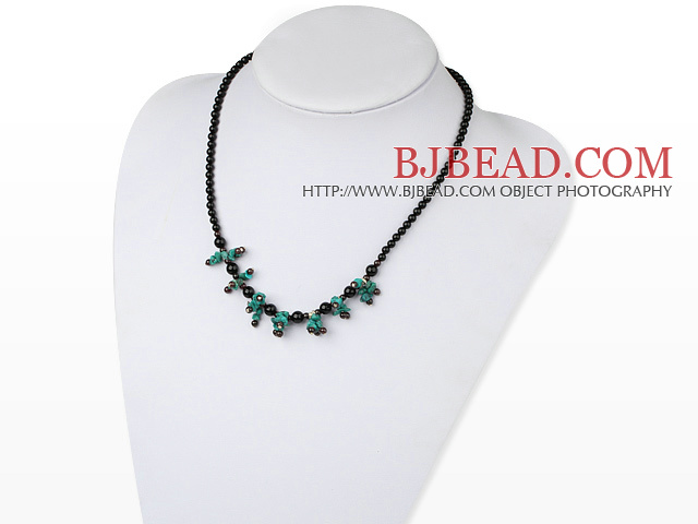black agate garnet turquoise necklace