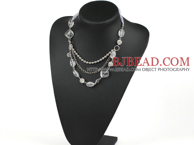 pure crystal necklace with ribbon