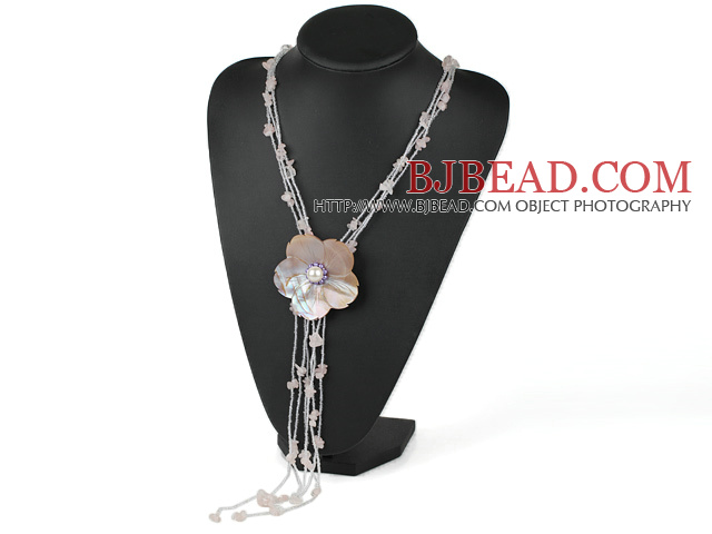 Mother of pearl Rose quartz necklace
